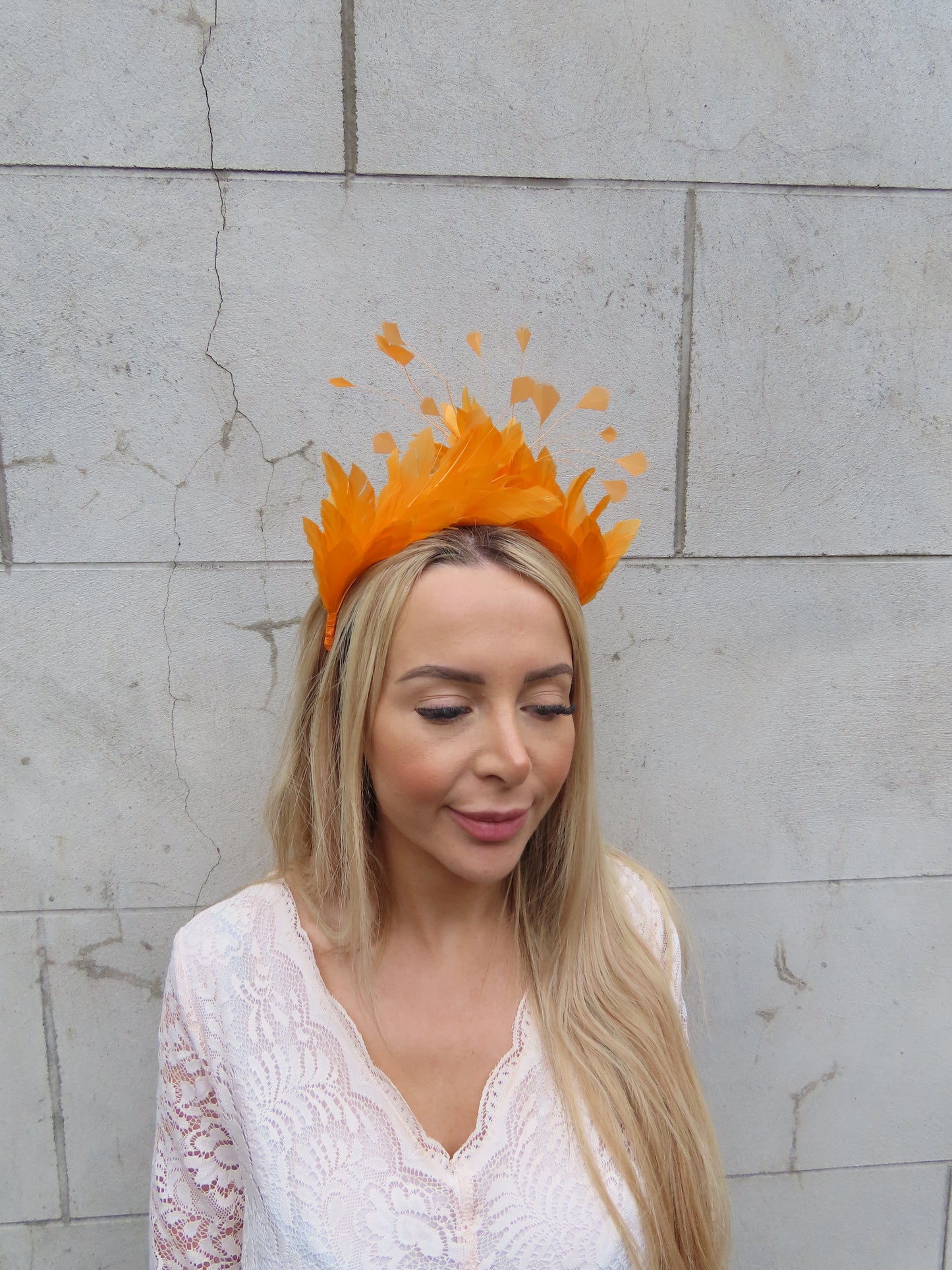 Orange Feather Crown Headpiece