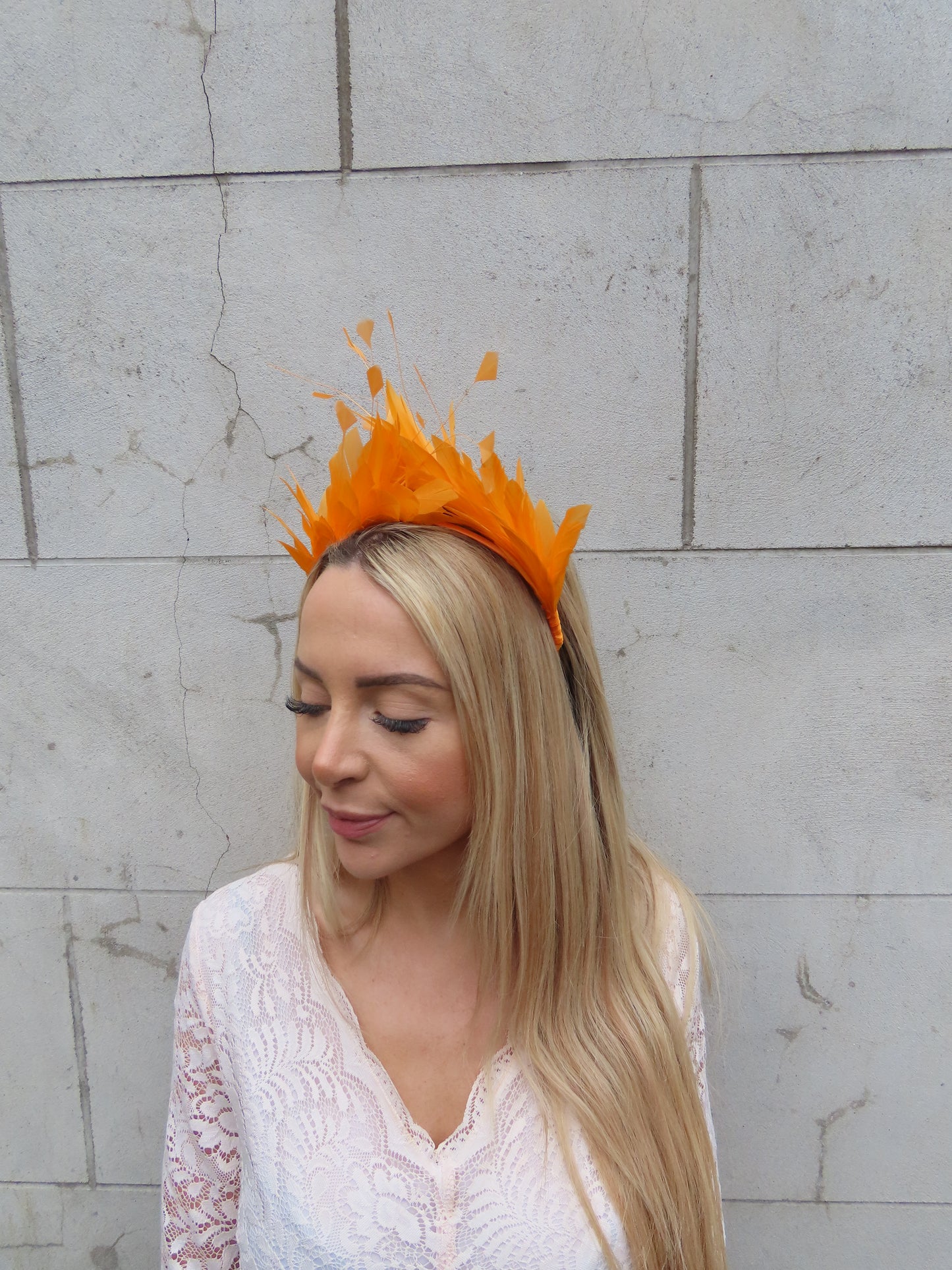Orange Feather Crown Headpiece