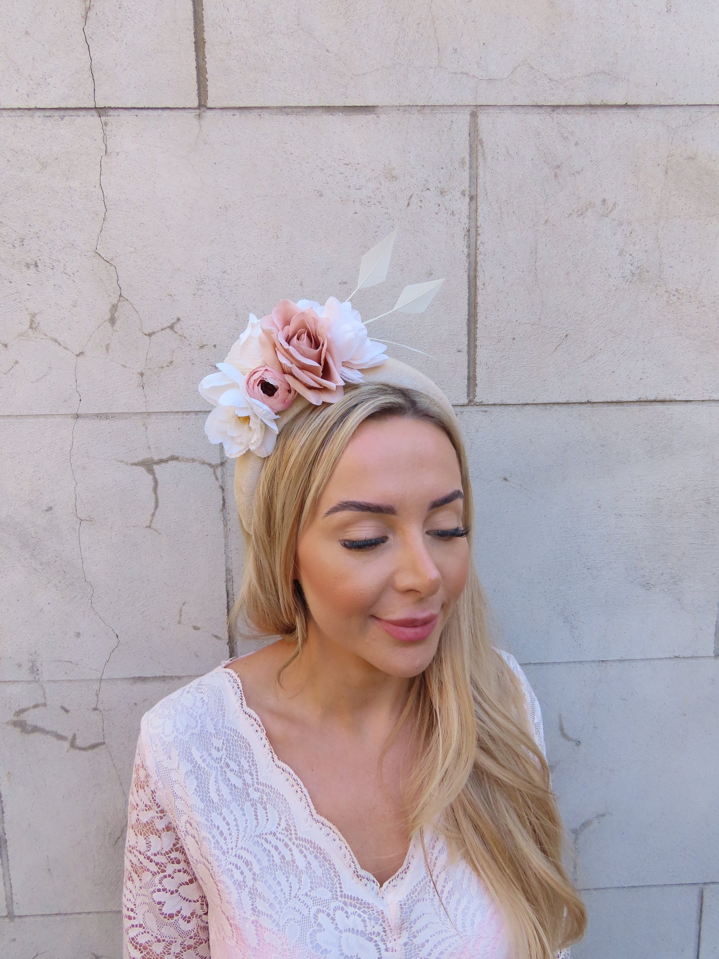 Cream & Beige Flower Headband