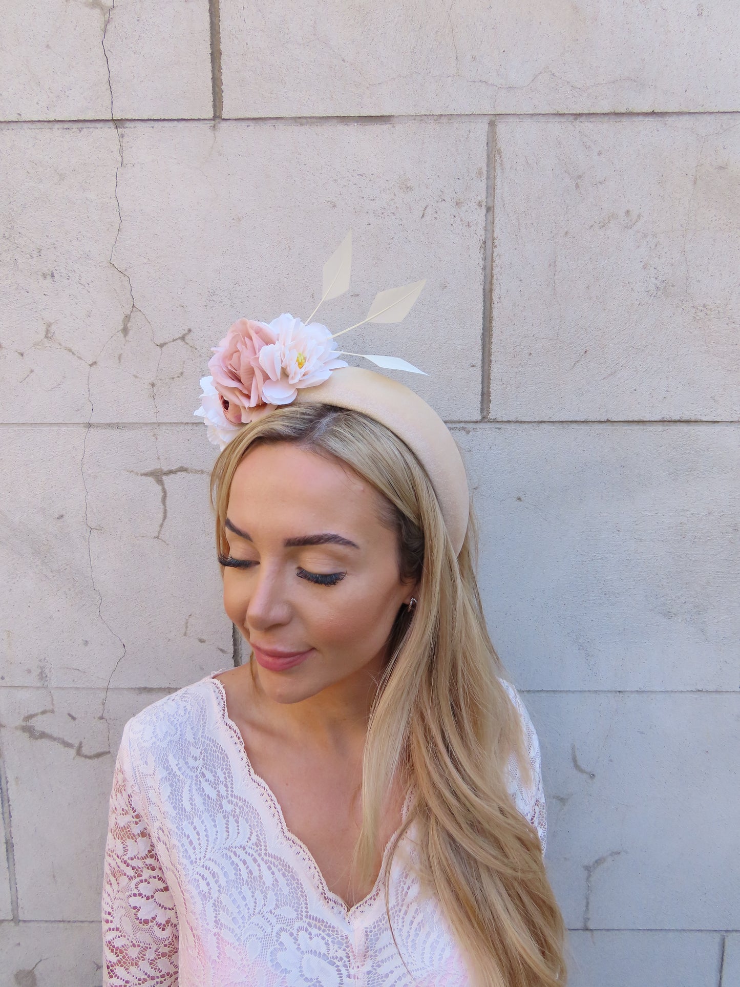 Cream & Beige Flower Headband