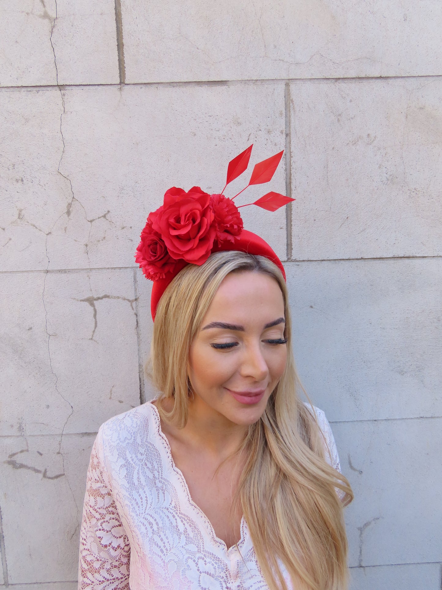 Red Flower Padded Fascinator Headband