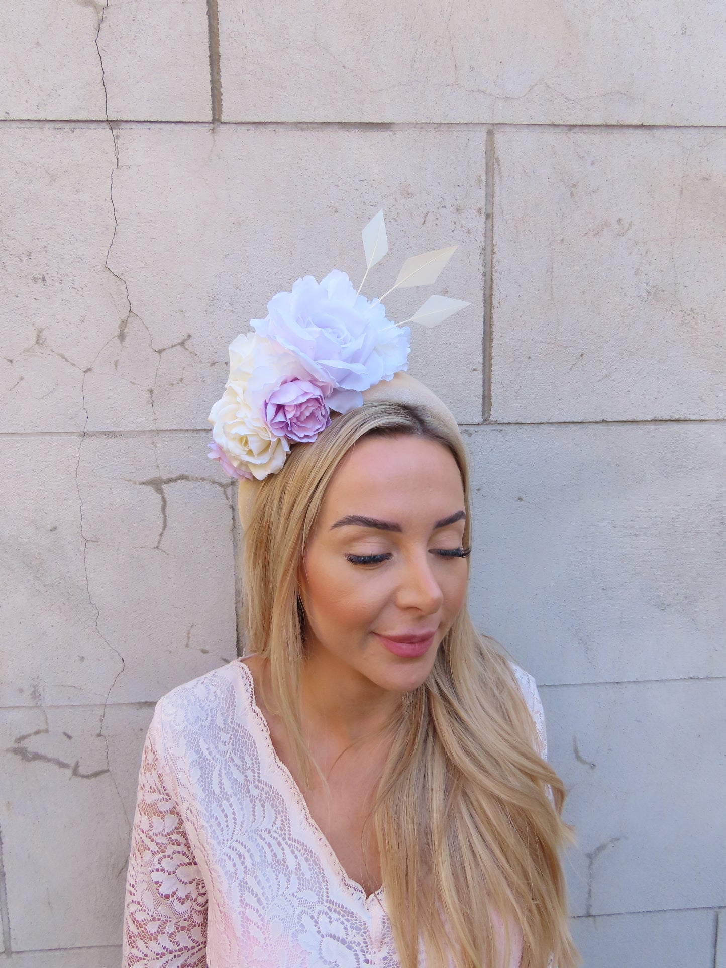Cream & Lilac Flower Headband