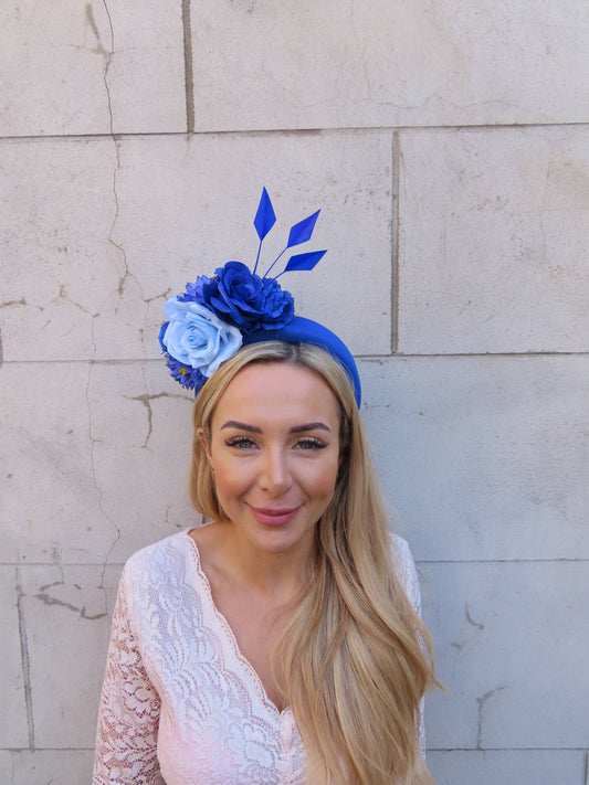 Royal & Light Blue Flower Headpiece