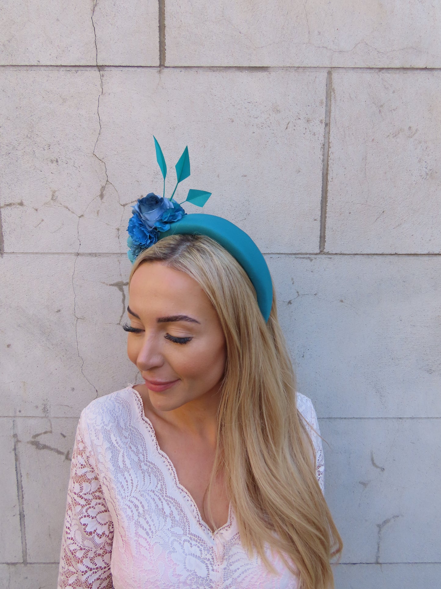 Teal Flower Fascinator Headband