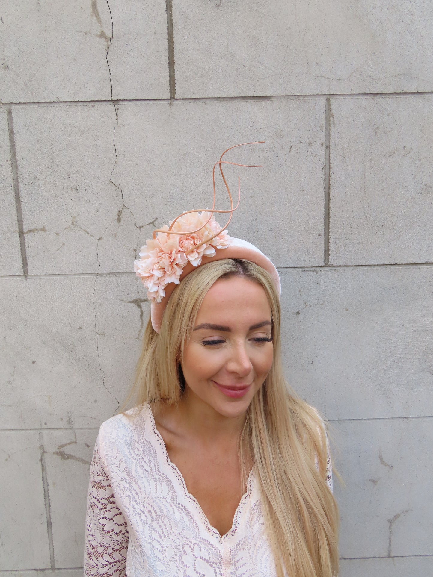 Peach Flower Statement Headpiece