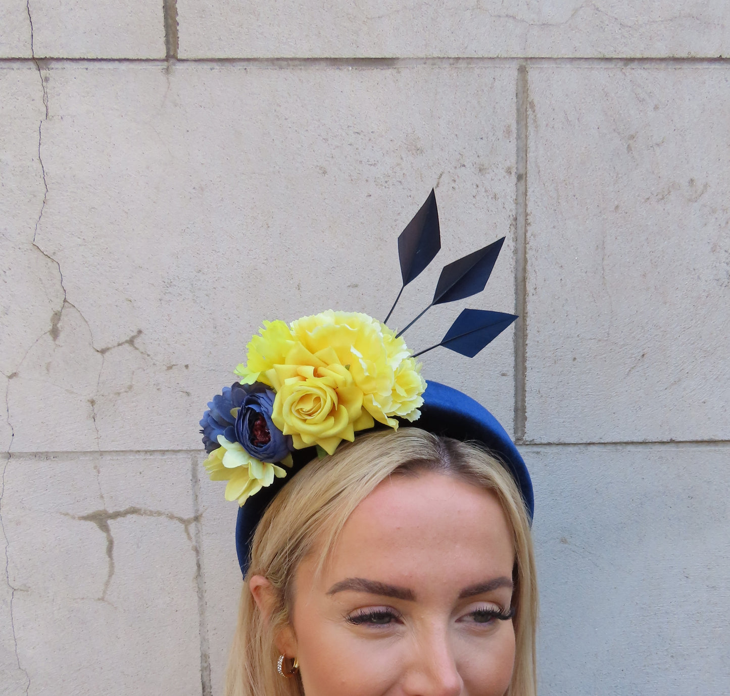 Navy Blue & Yellow Flower Headband