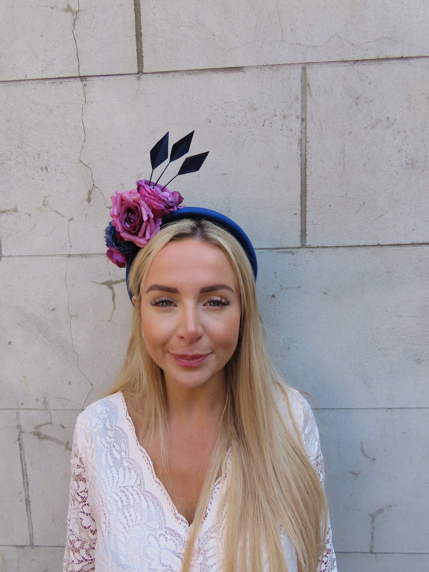Navy Blue & Plum Flower Headpiece