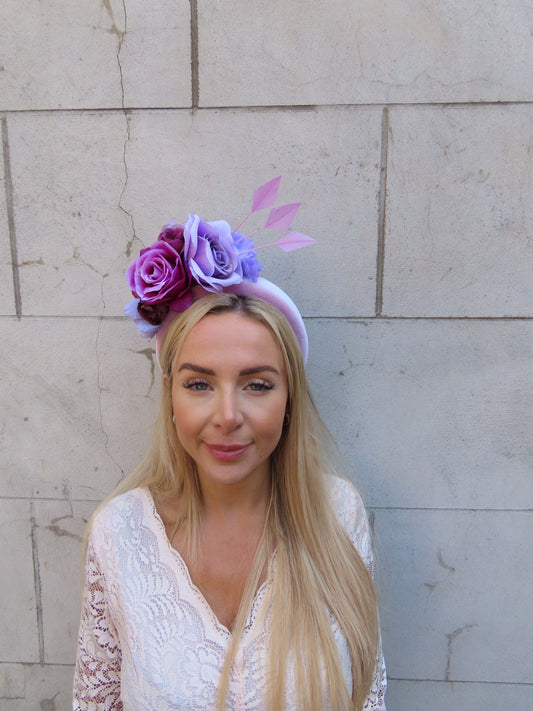 Lilac & Plum Flower Fascinator Headband