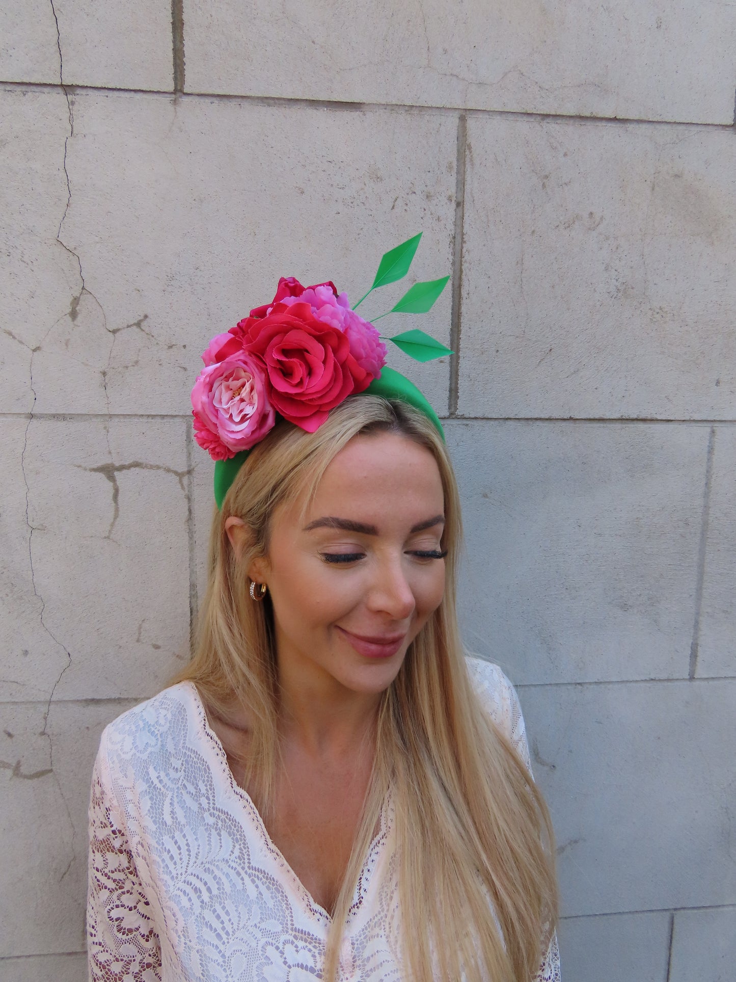 Emerald & Hot Pink Flower Headband