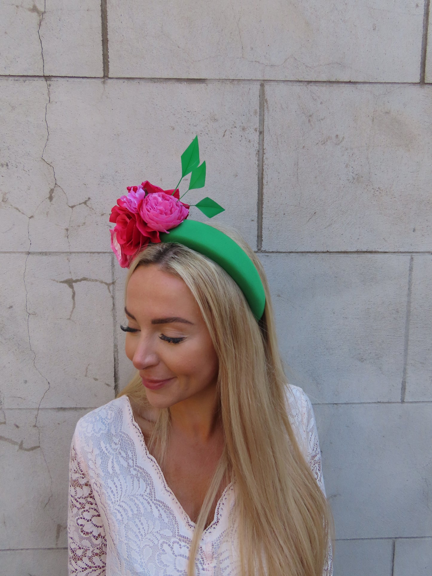 Emerald & Hot Pink Flower Headband