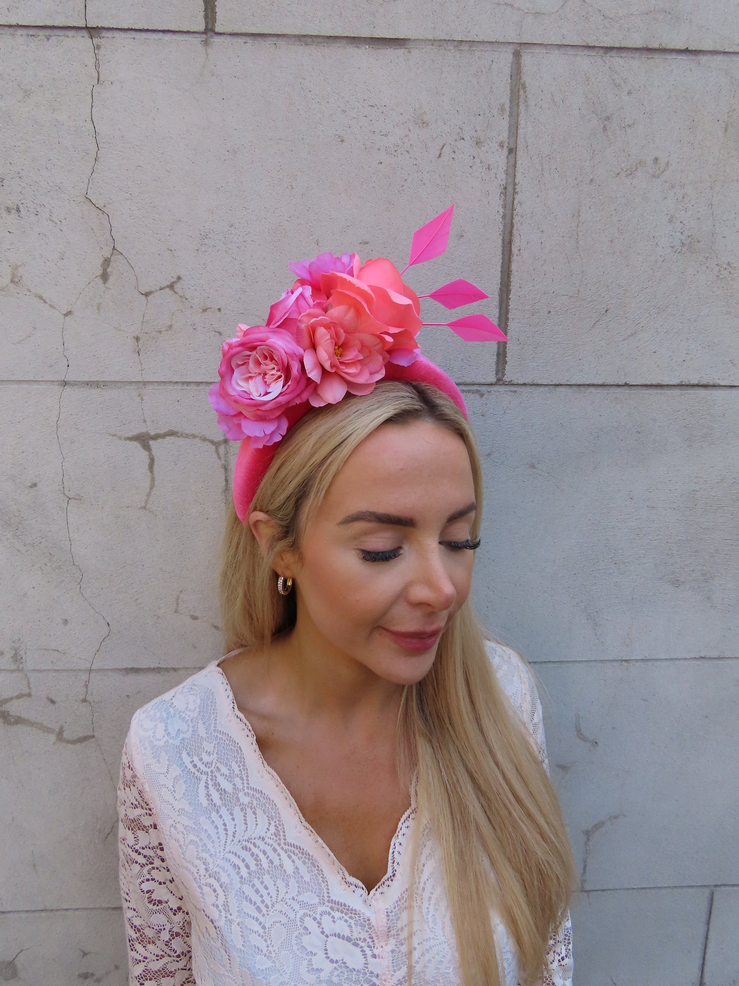Coral & Pink Flower Fascinator Headpiece
