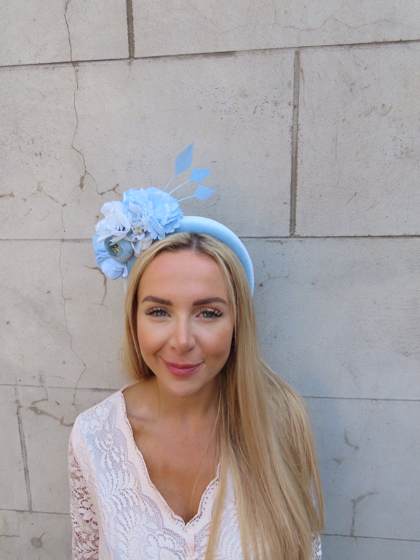 Light Blue Velvet Floral Headpiece