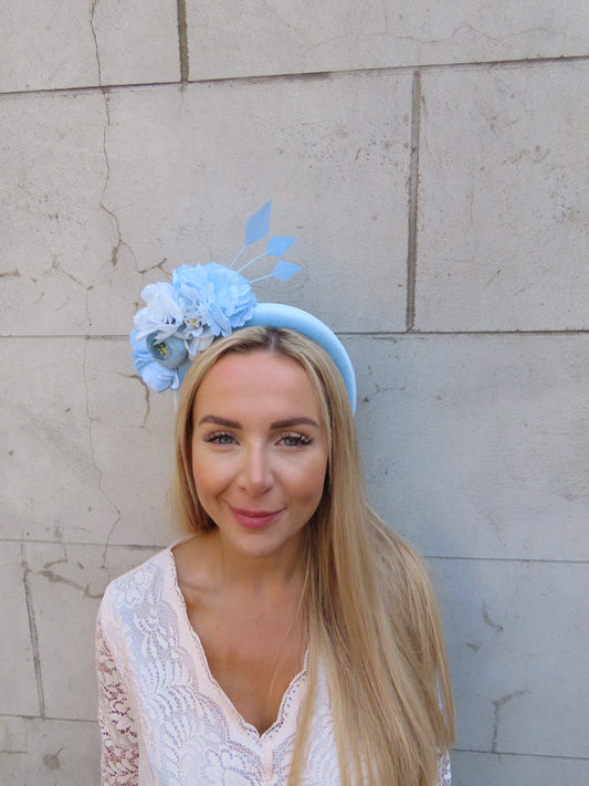 Light Blue Velvet Floral Headpiece