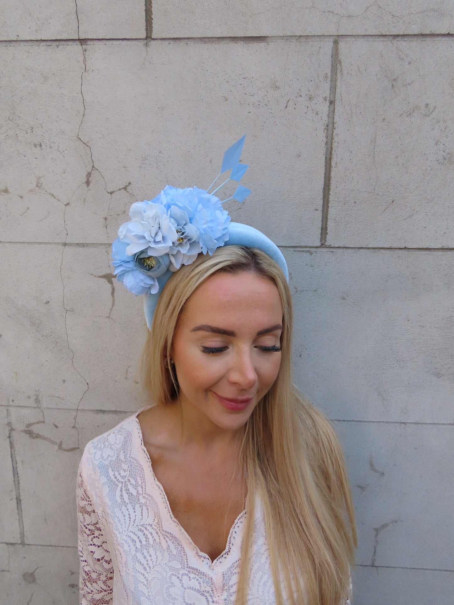 Light Blue Velvet Floral Headpiece
