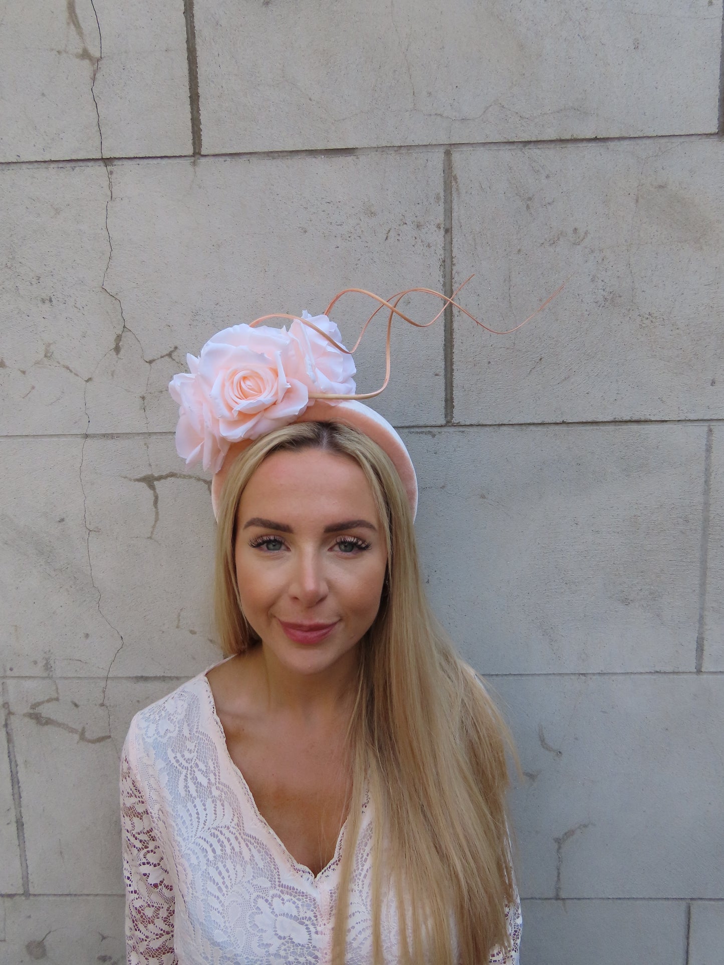 Peach Rose Flower Statement Headpiece