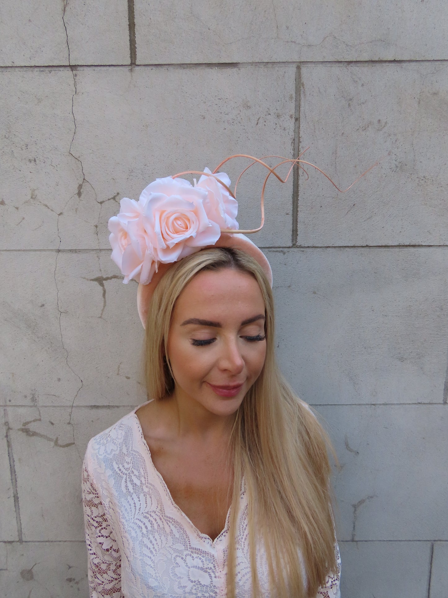 Peach Rose Flower Statement Headpiece