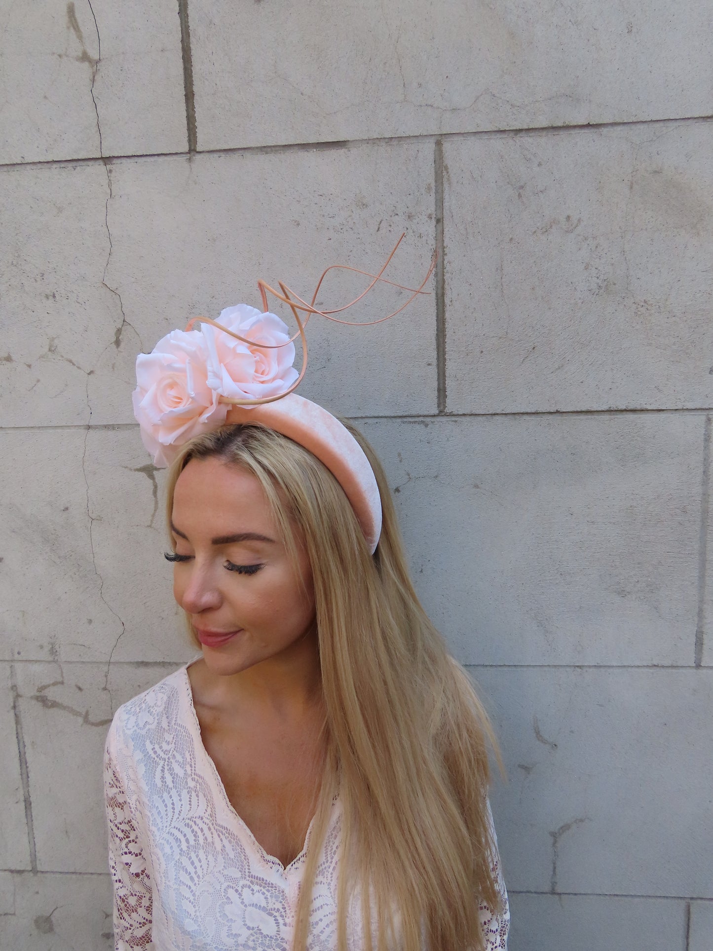 Peach Rose Flower Statement Headpiece