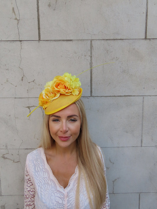 Yellow Rose Flower Disc Hat