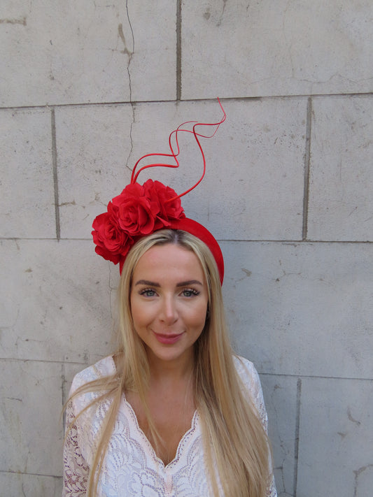 Red Rose Statement Flower Padded Headband