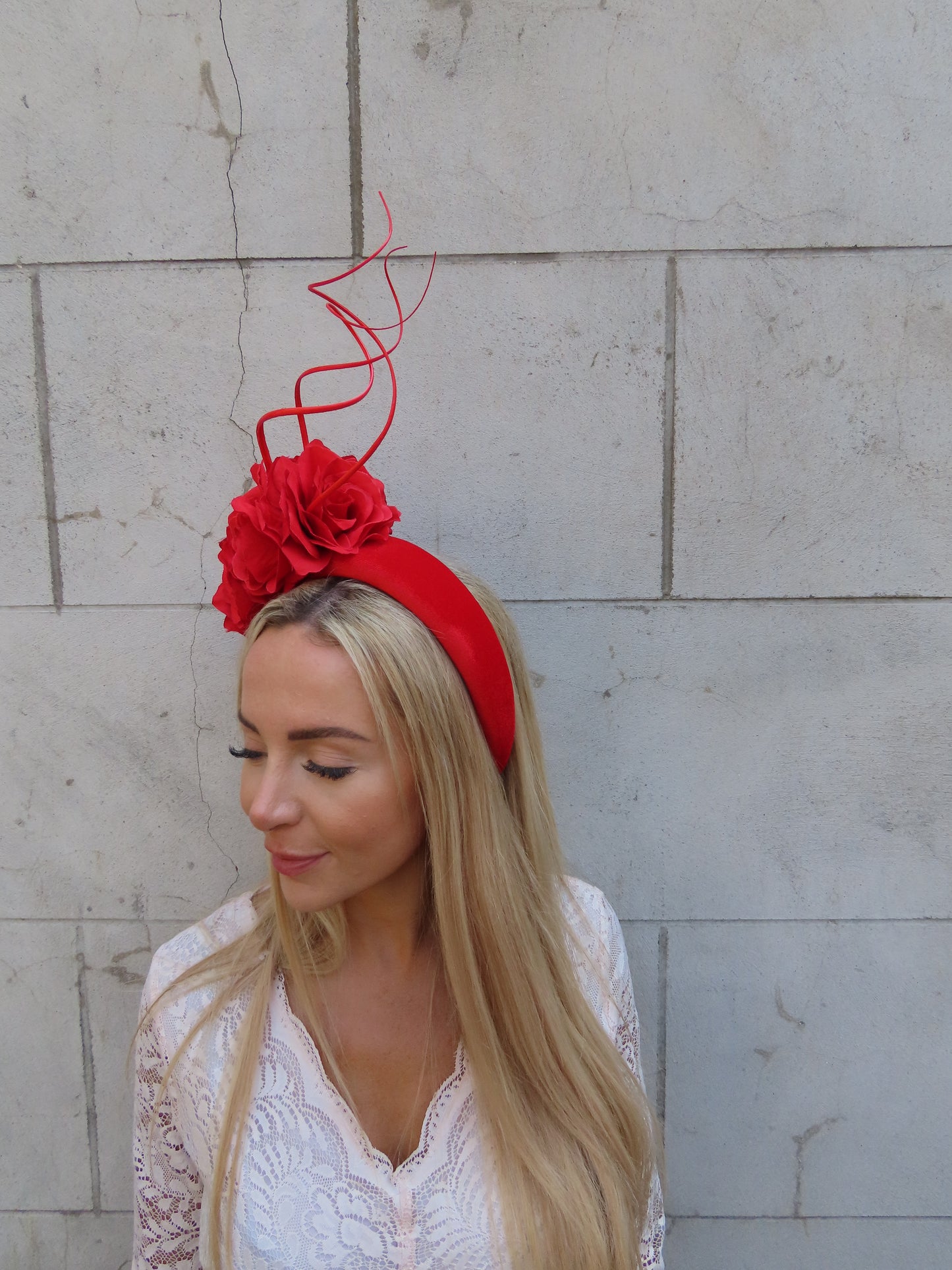 Red Rose Statement Flower Padded Headband