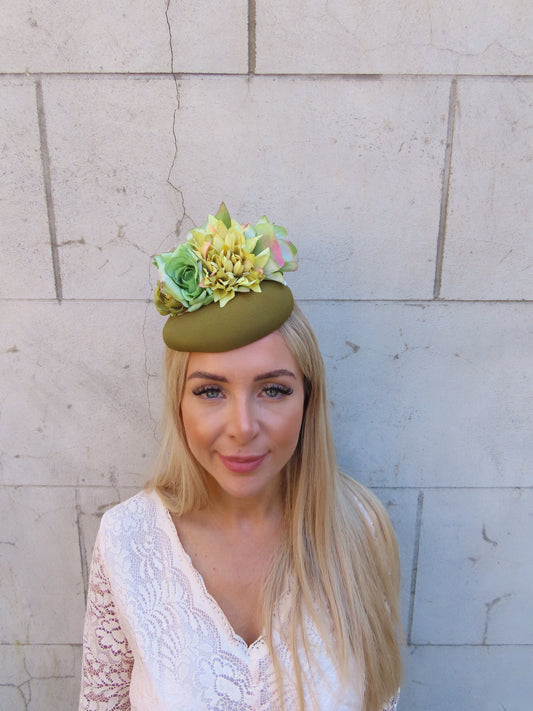 Olive Green Pillbox Hat Fascinator