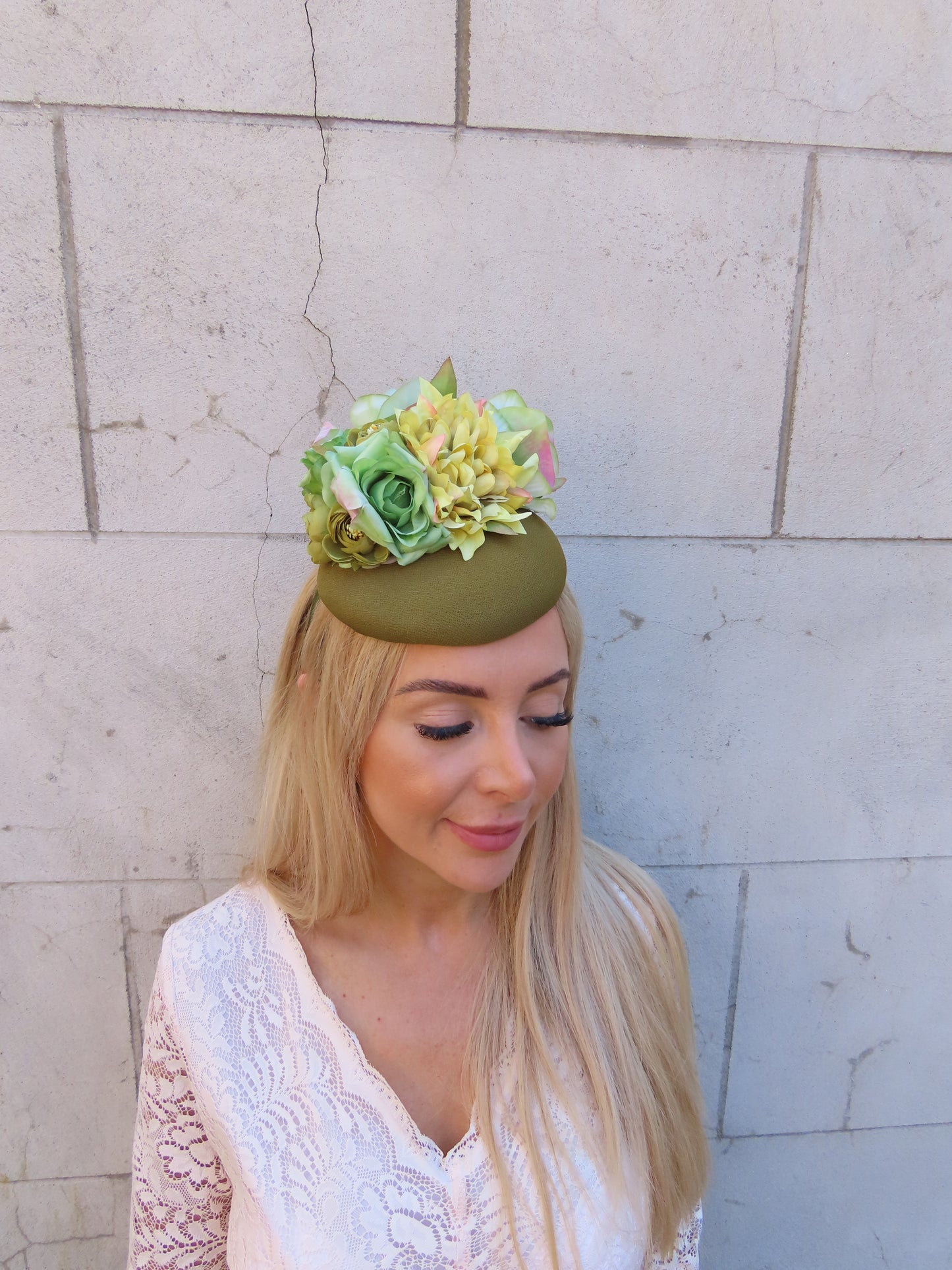 Olive Green Pillbox Hat Fascinator