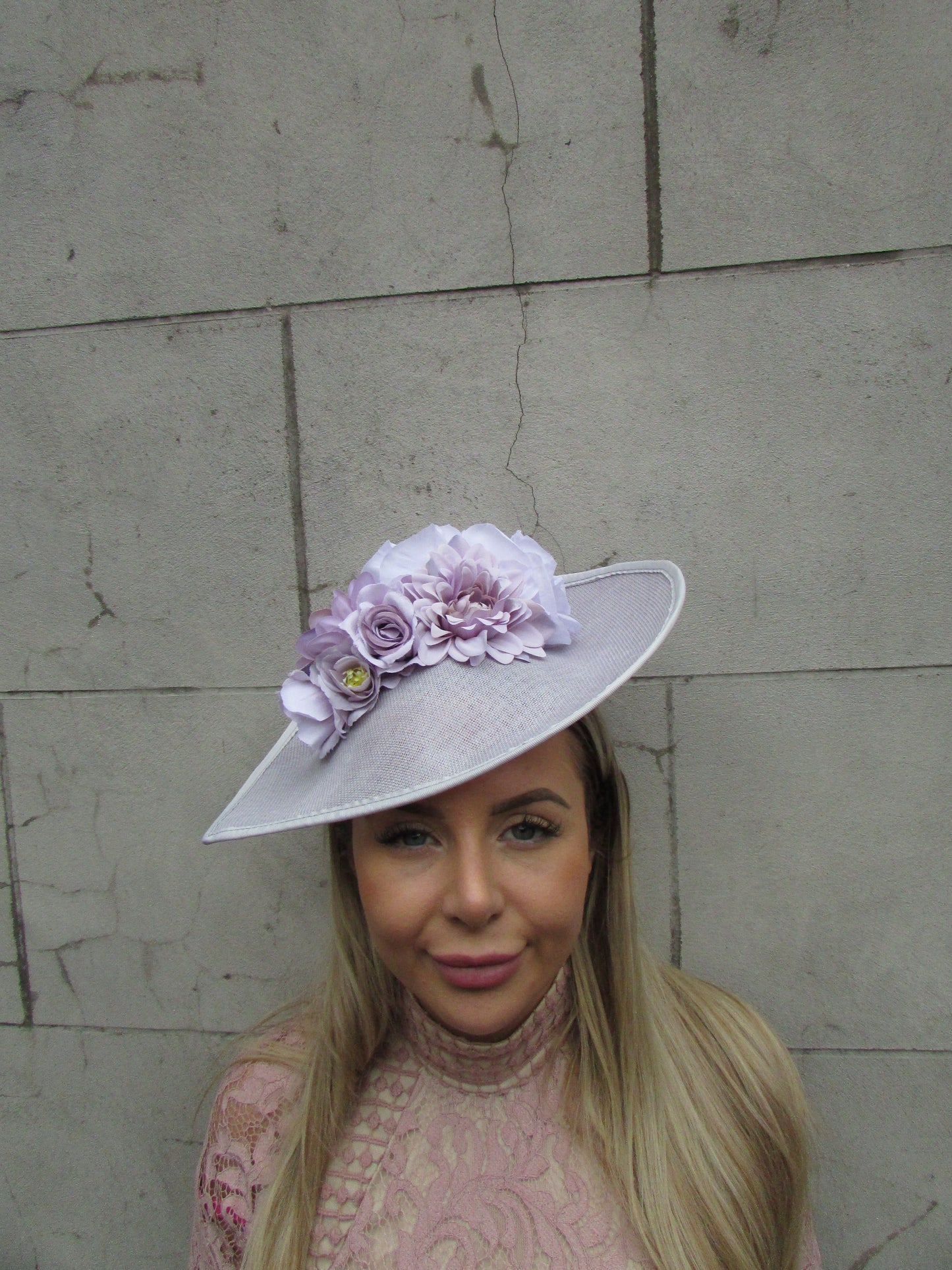 Grey & Lavender Teardrop Fascinator Hat