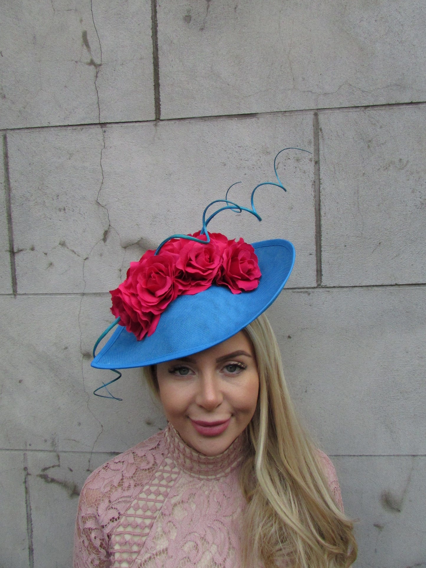 Turquoise & Hot Pink Large Flower Hatinator