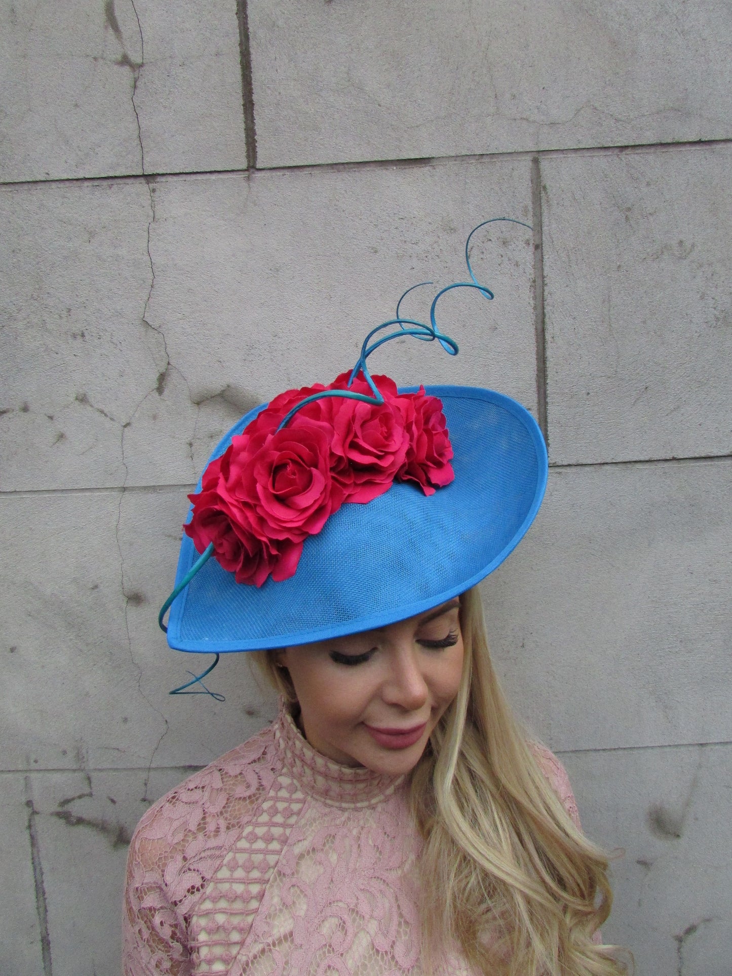 Turquoise & Hot Pink Large Flower Hatinator
