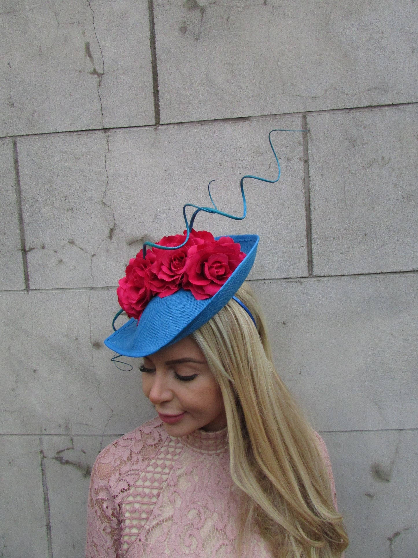 Turquoise & Hot Pink Large Flower Hatinator