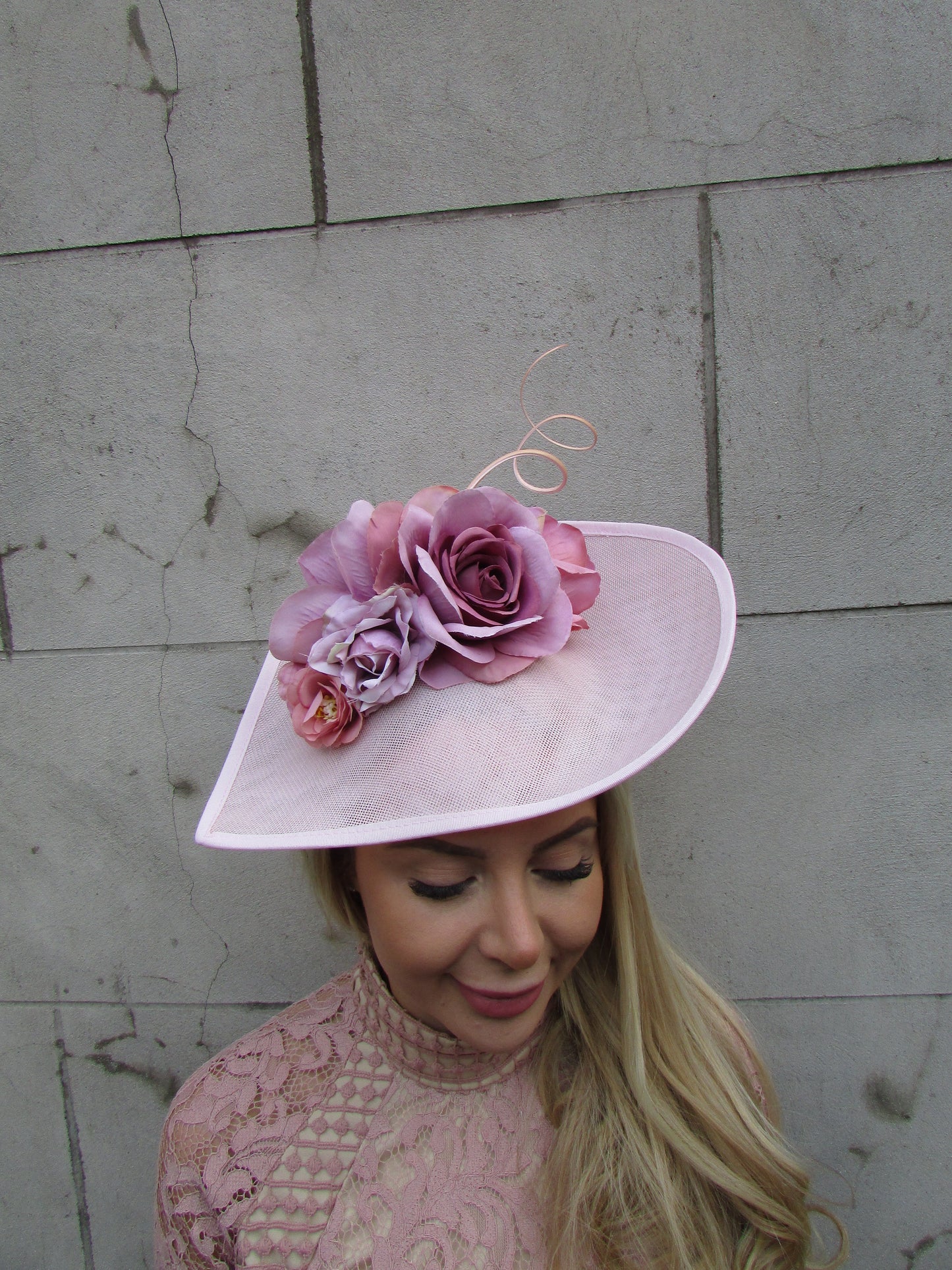 Large Mauve Pink Fascinator Hat