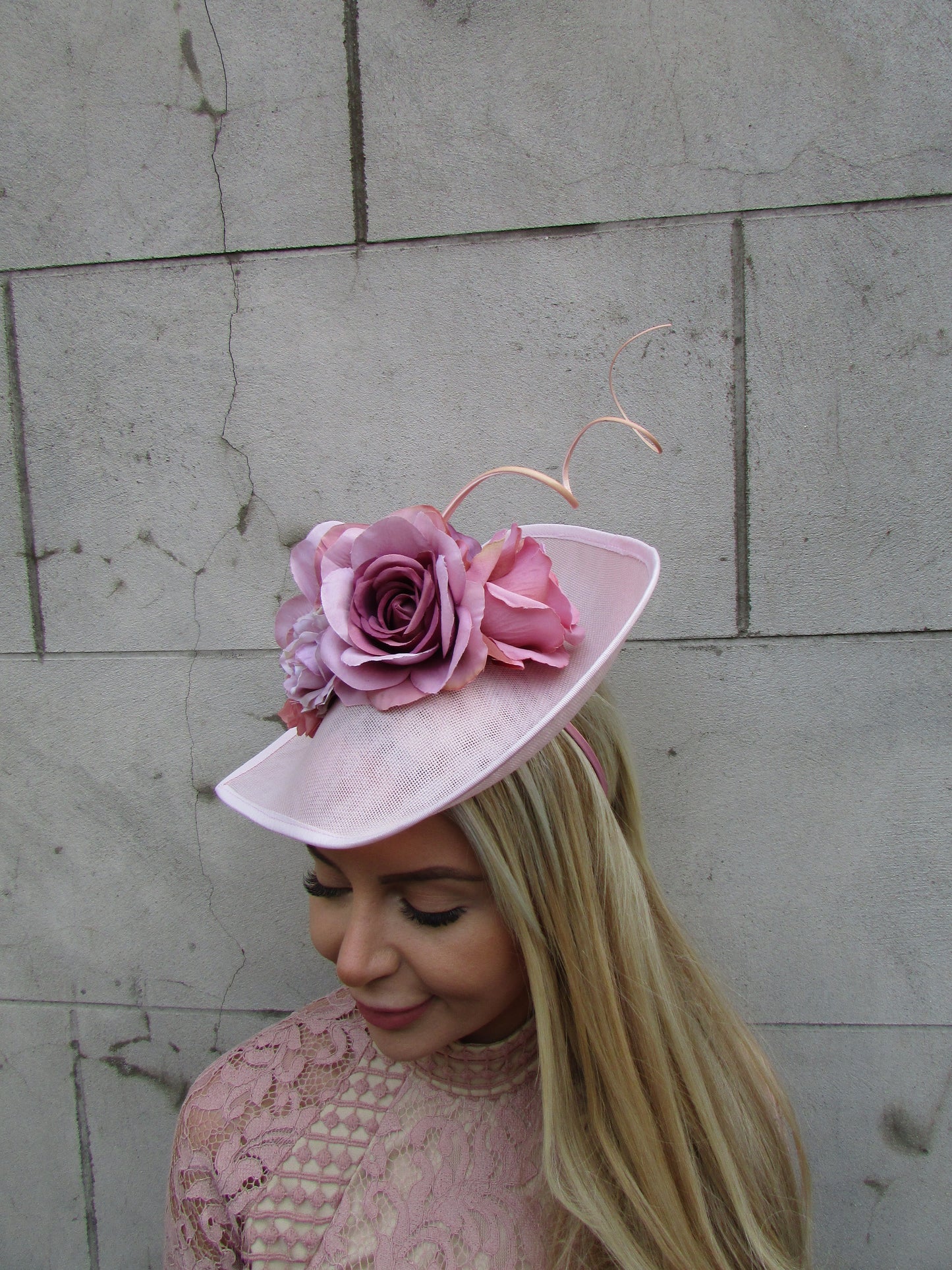 Large Mauve Pink Fascinator Hat