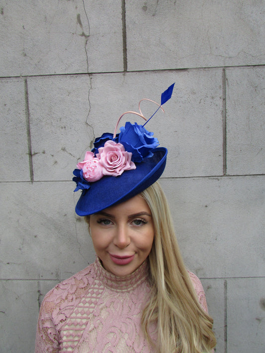 Royal Blue & Dusky Blush Pink Disc Hatinator