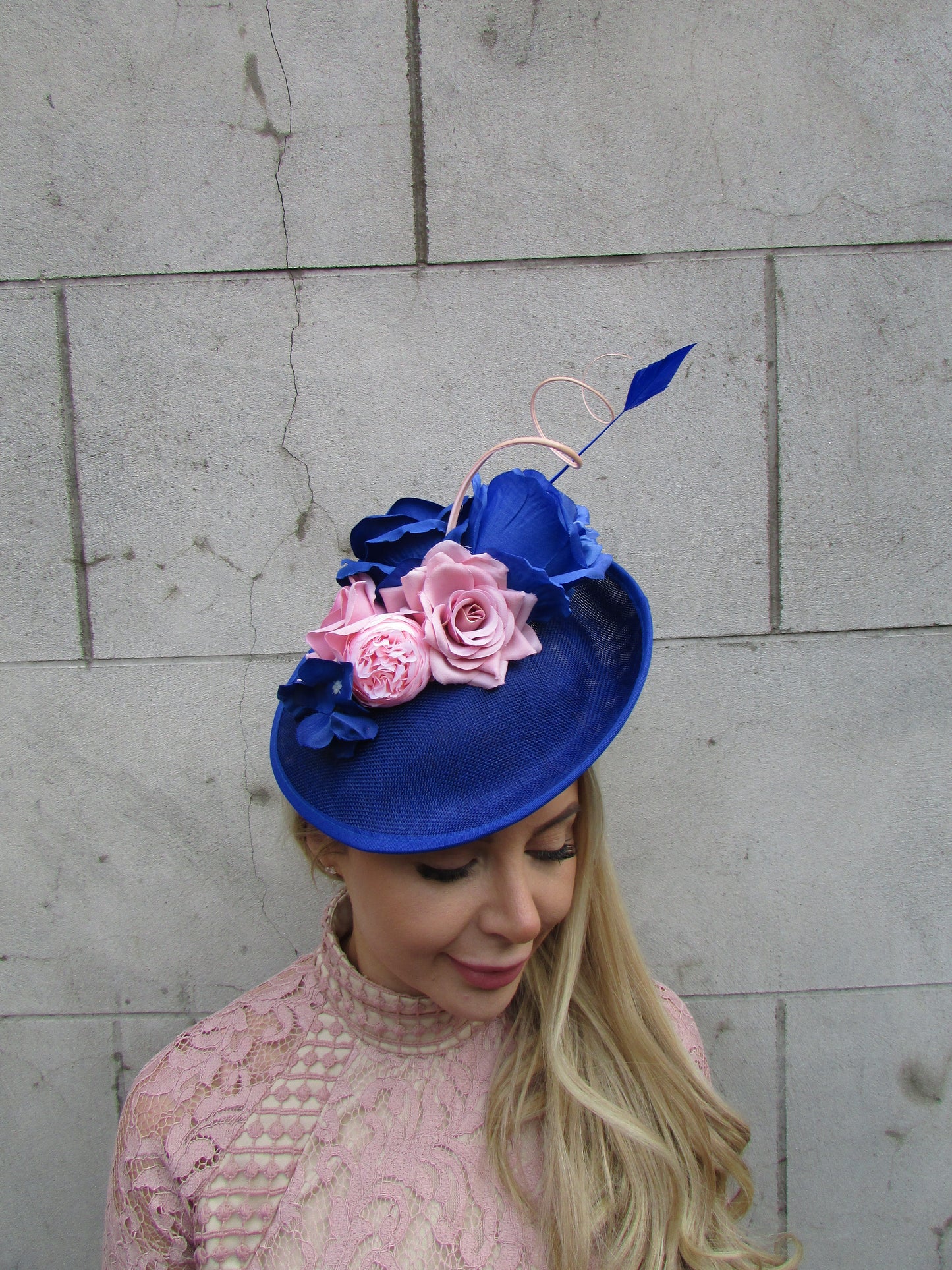Royal Blue & Dusky Blush Pink Disc Hatinator