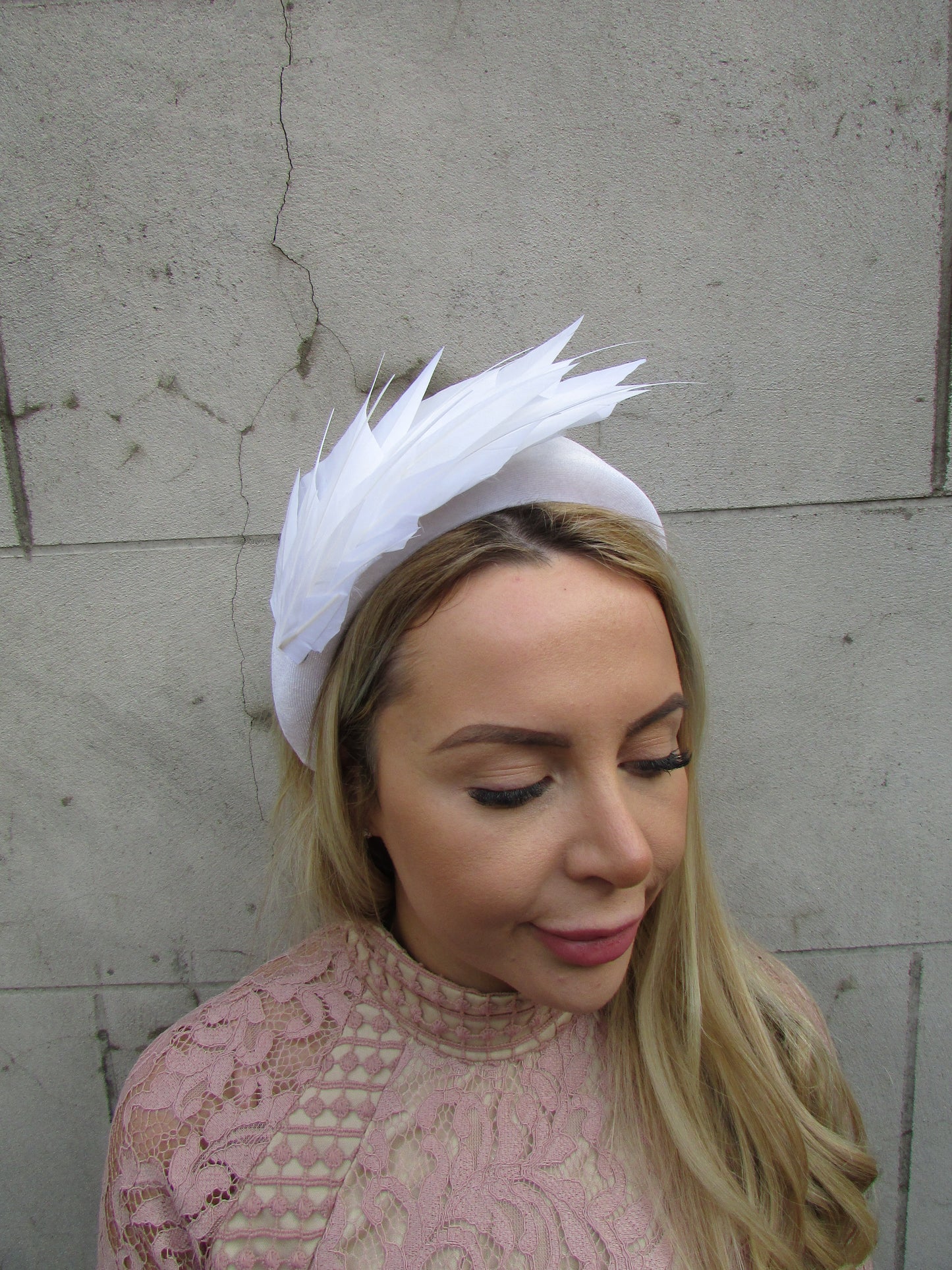 White Feather Fascinator Headband