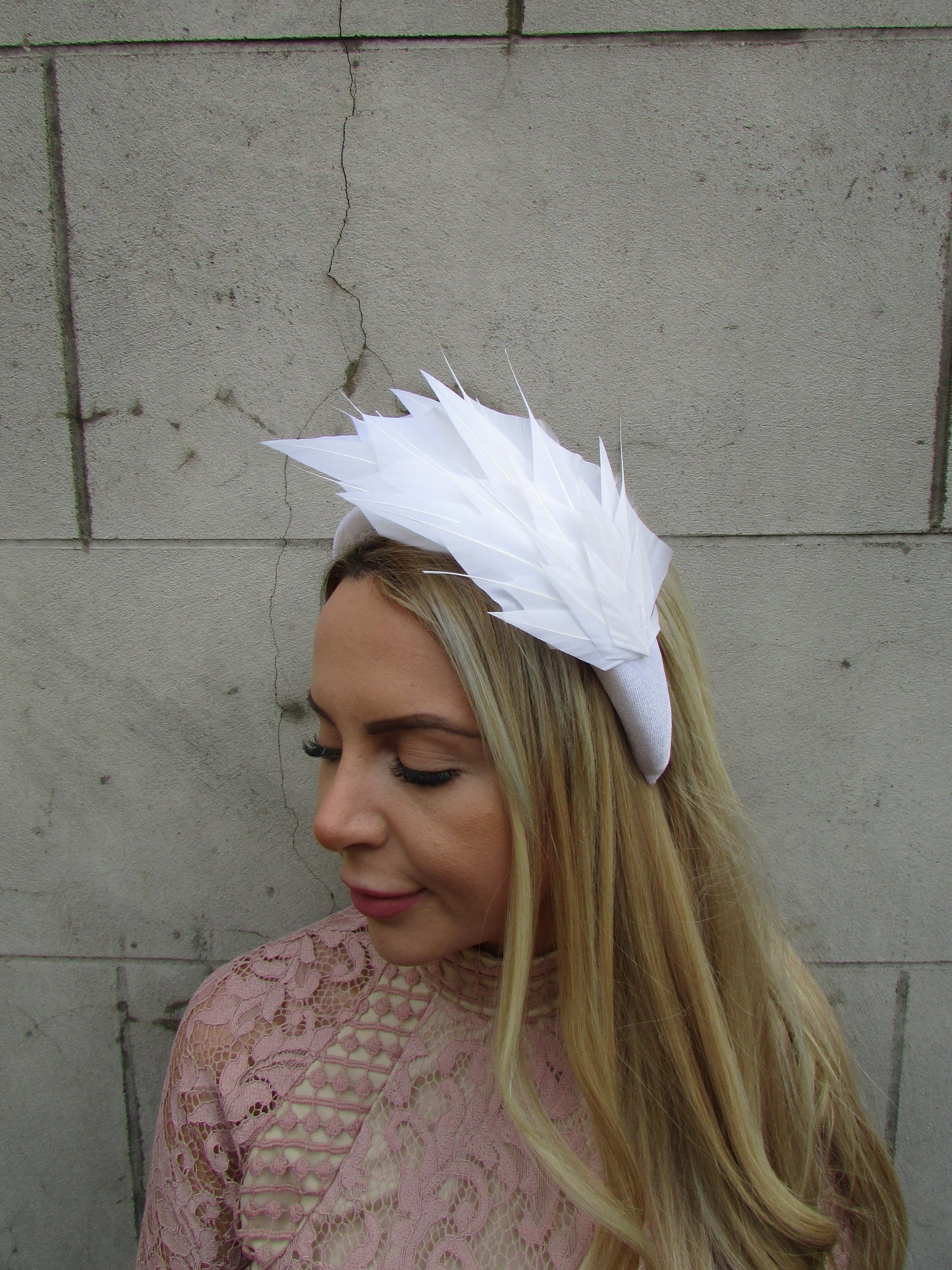 White Feather Fascinator Headband