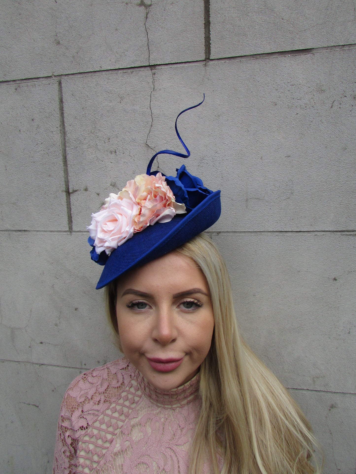 Royal Blue & Peach Flower Disc Hatinator