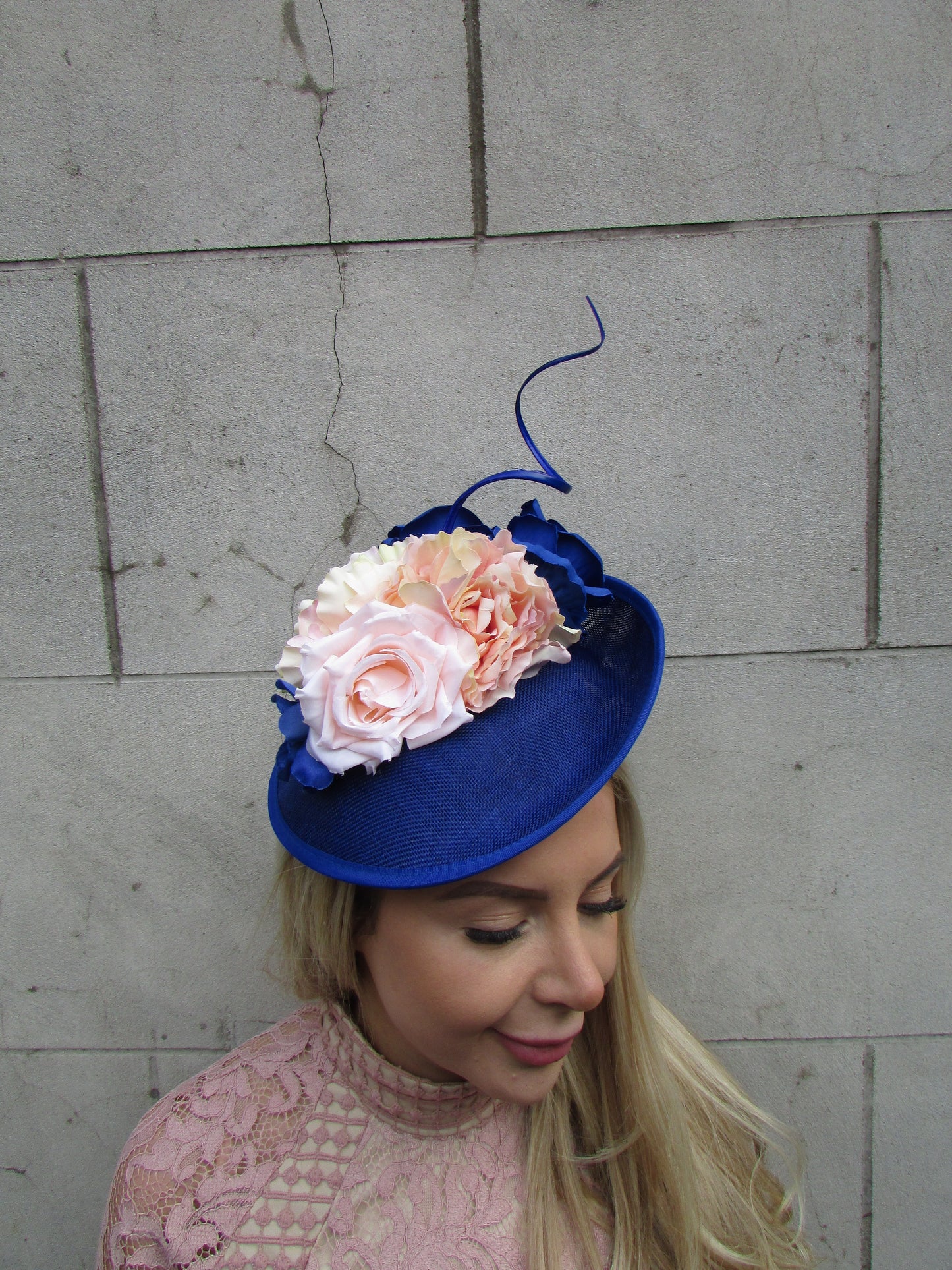 Royal Blue & Peach Flower Disc Hatinator