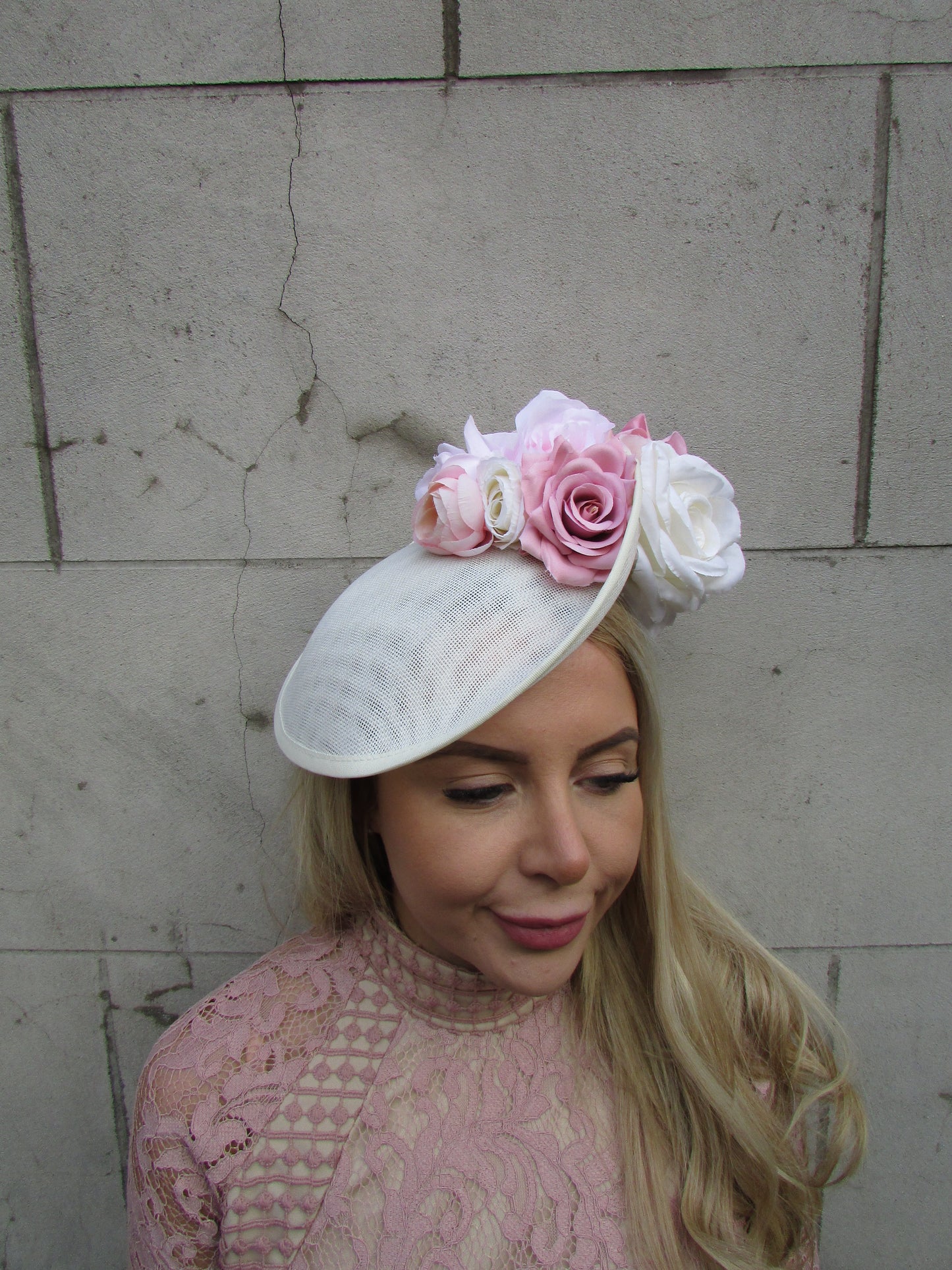 Cream & Blush Pink Floral Disc Hatinator