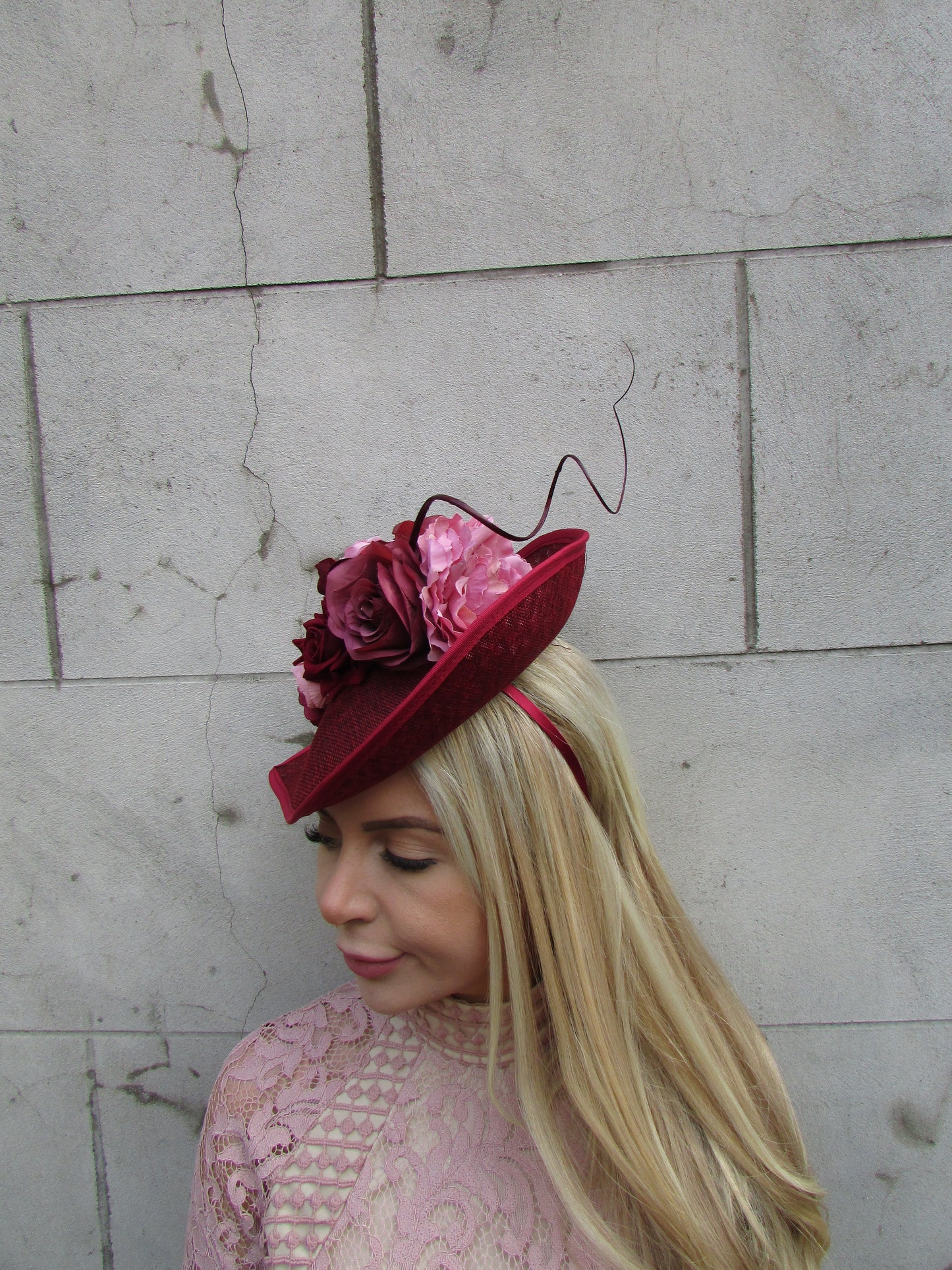 Large Burgundy & Mauve Rose Teardrop