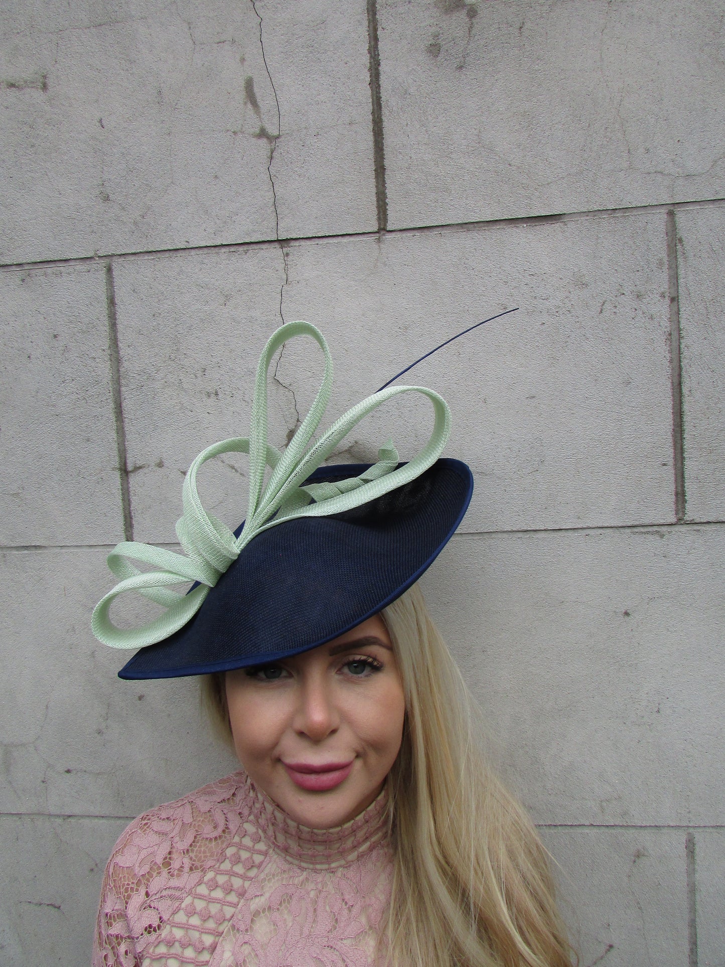 Large Navy Blue & Mint Teardrop Hatinator