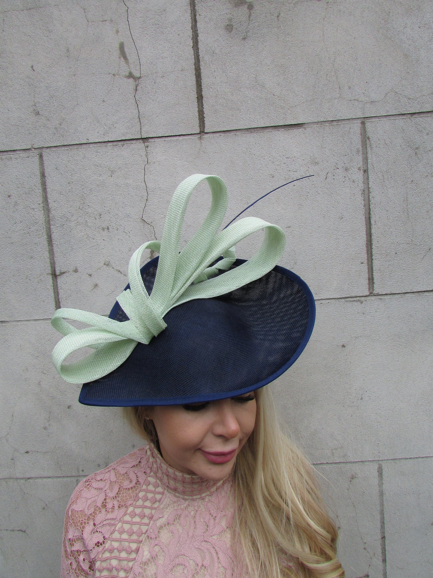 Large Navy Blue & Mint Teardrop Hatinator