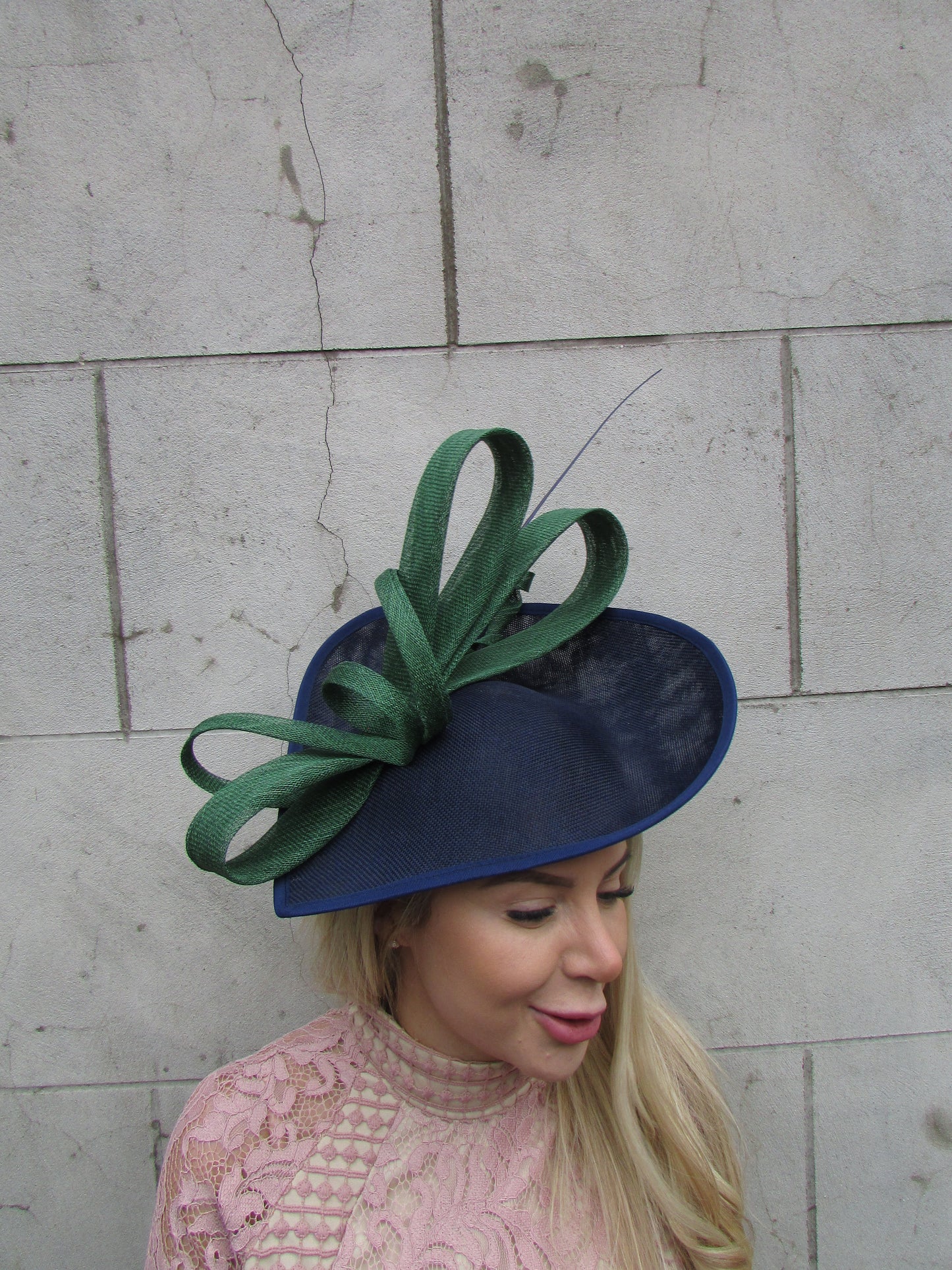 Large Navy Blue & Dark Green Teardrop Hatinator