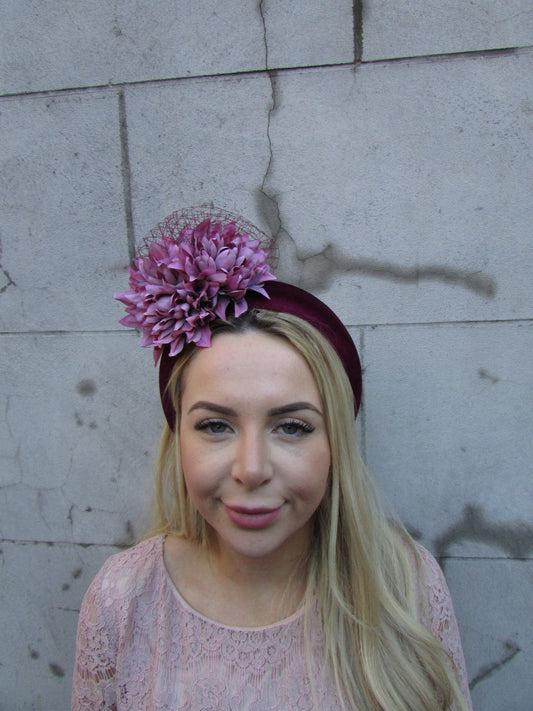 Burgundy & Mulberry Padded Headband Fascinator