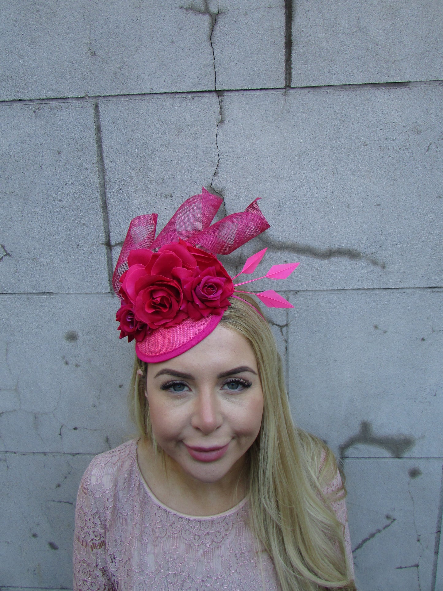 Fuchsia Pink Floral Hat Fascinator