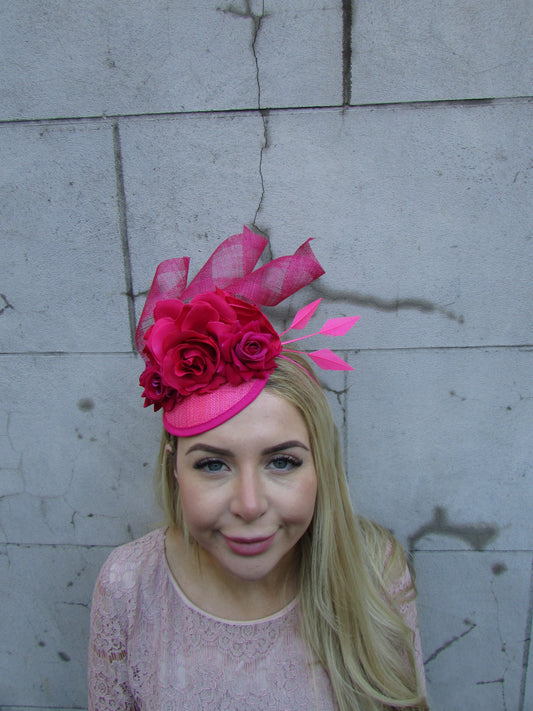 Fuchsia Pink Floral Hat Fascinator