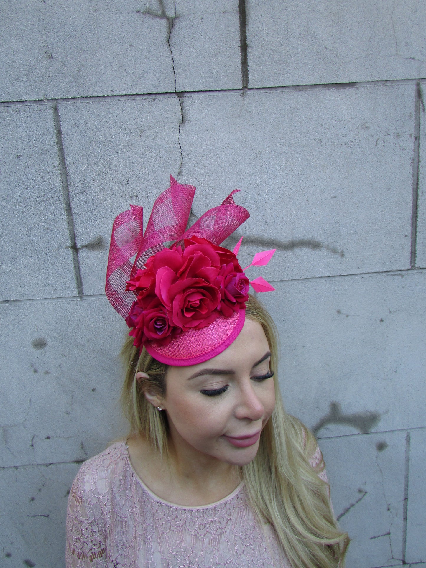 Fuchsia Pink Floral Hat Fascinator