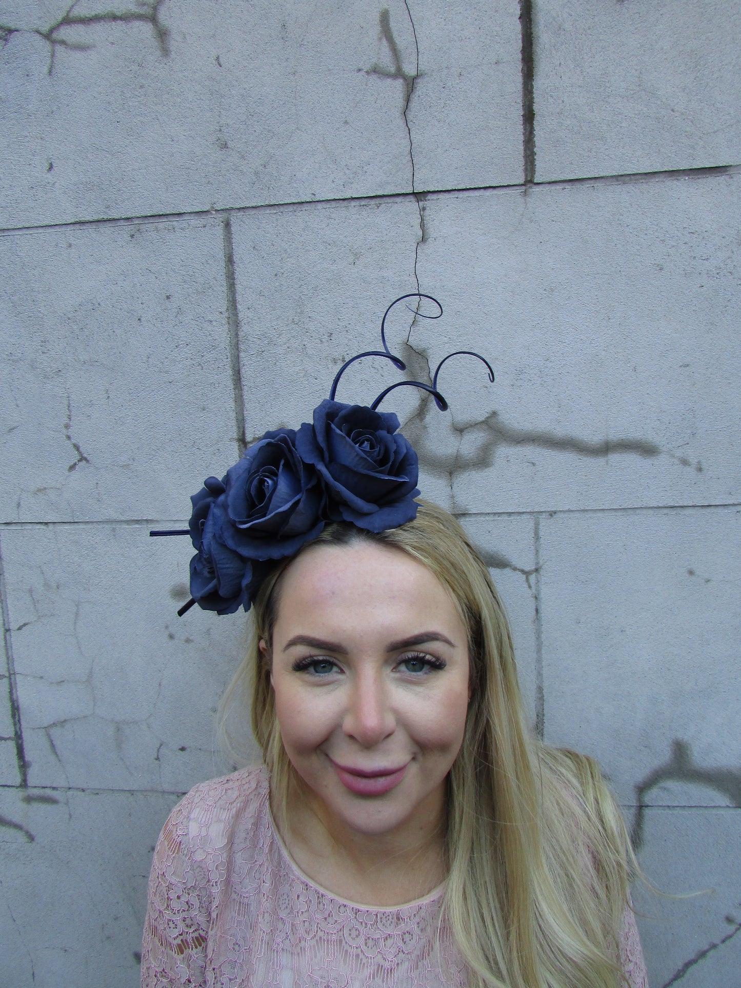 Navy Blue Floral Headpiece