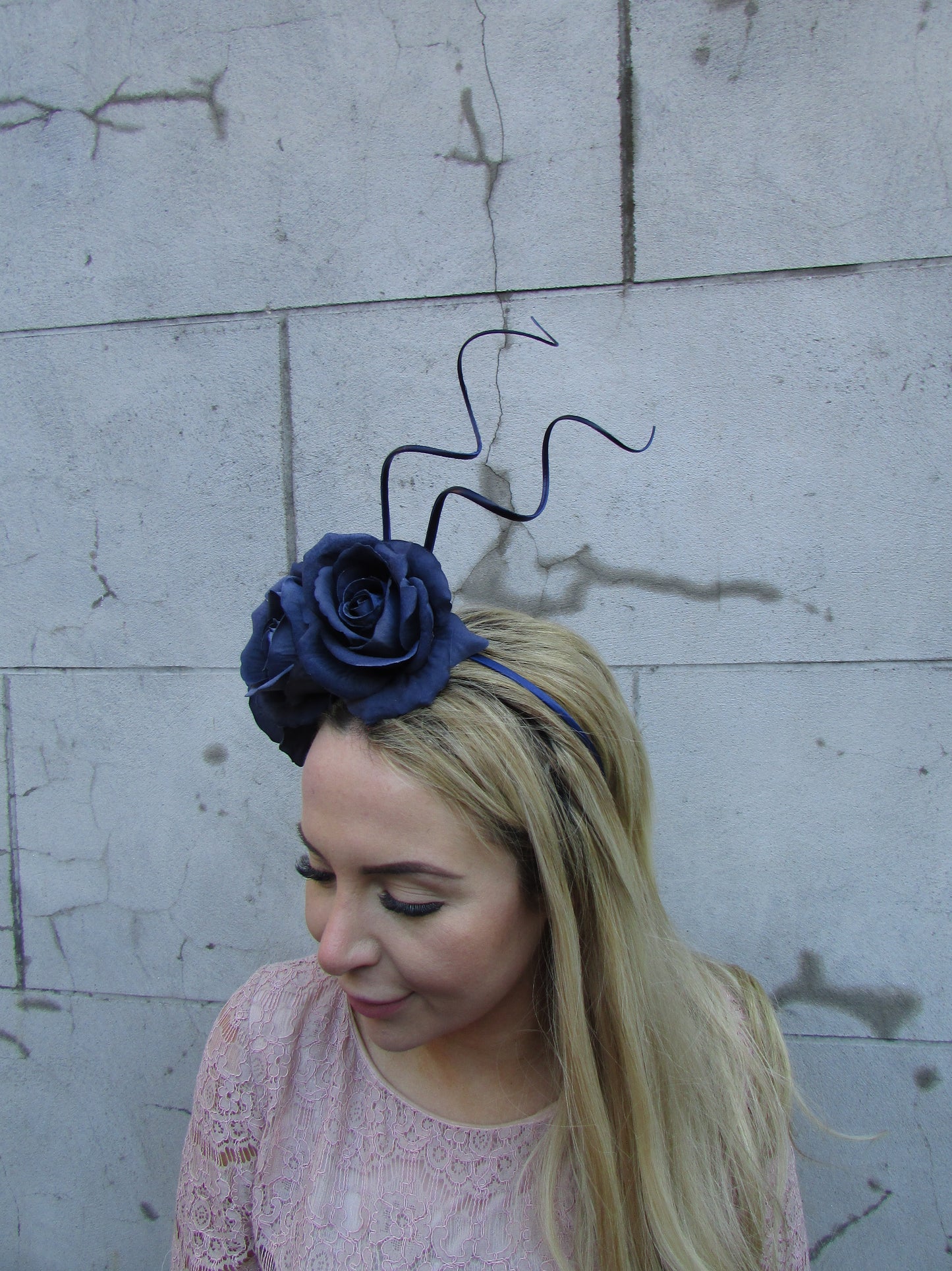 Navy Blue Floral Headpiece
