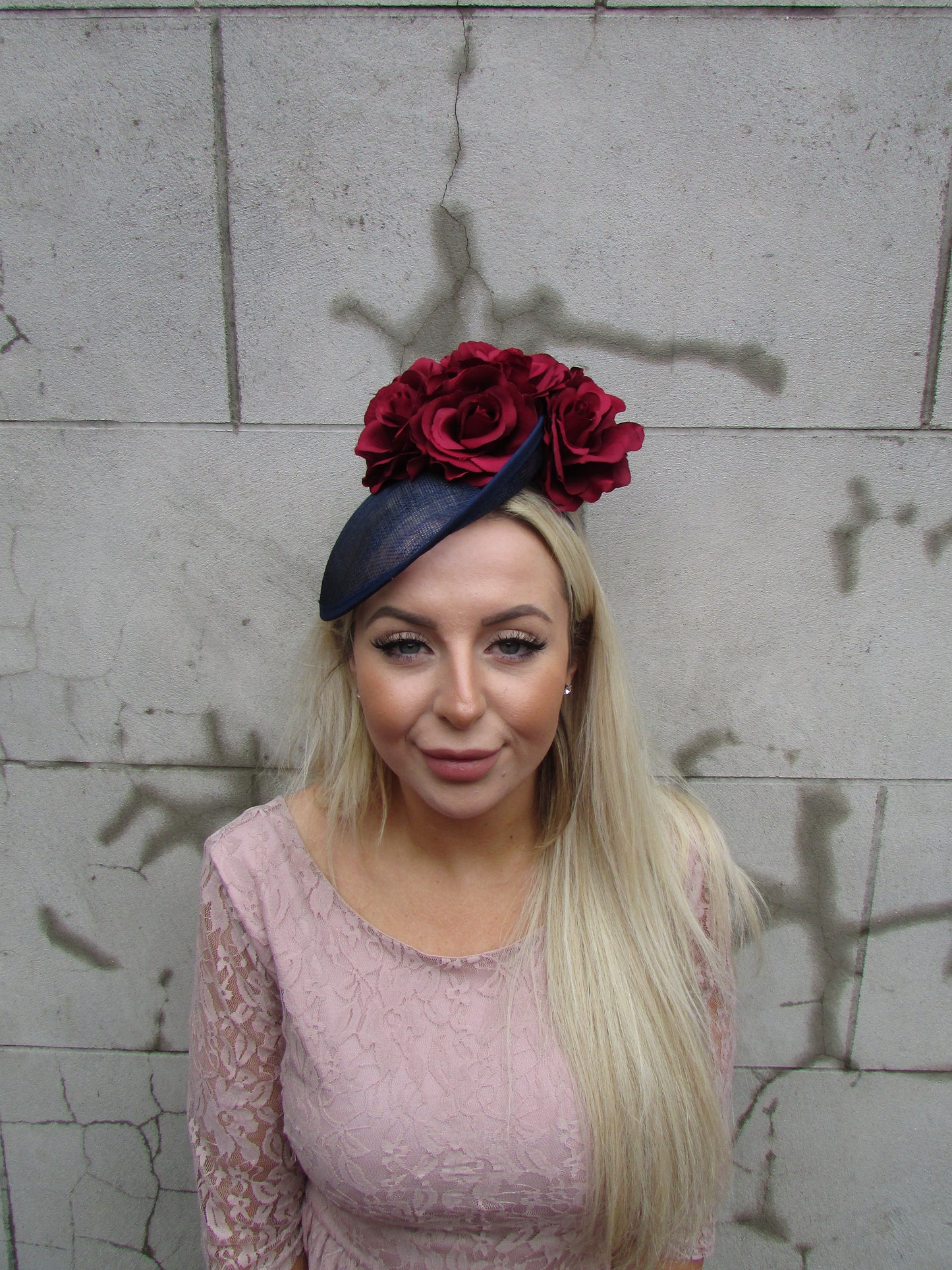 Navy & Burgundy Flower Fascinator Hat